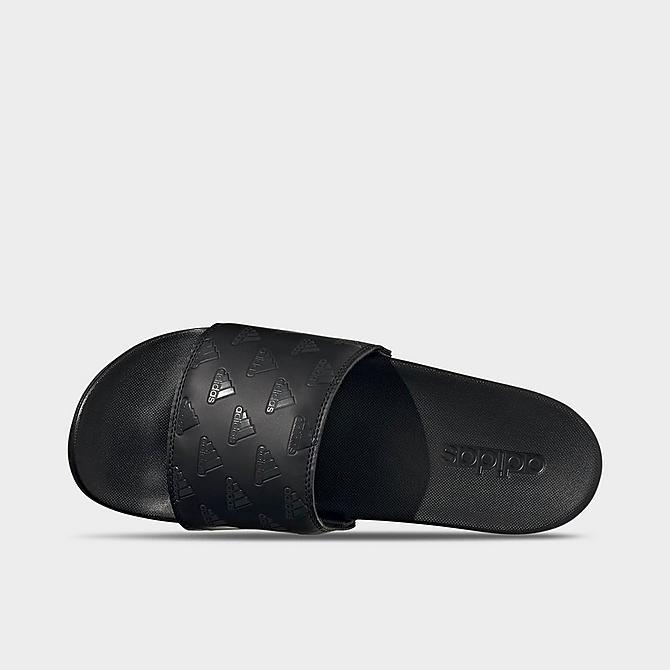 Back view of Men's adidas Adilette Cloudfoam Plus Slide Sandals in Black/Carbon/Black Click to zoom