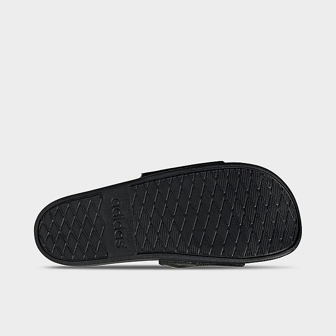 Bottom view of Men's adidas Adilette Cloudfoam Plus Slide Sandals in Black/Carbon/Black Click to zoom