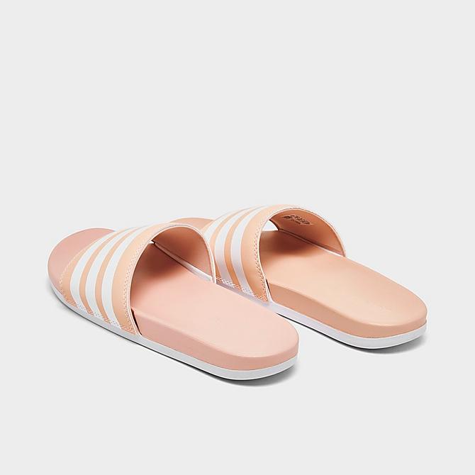 Left view of Women's adidas Adilette Comfort Slide Sandals in Vapour Pink/White/White Click to zoom