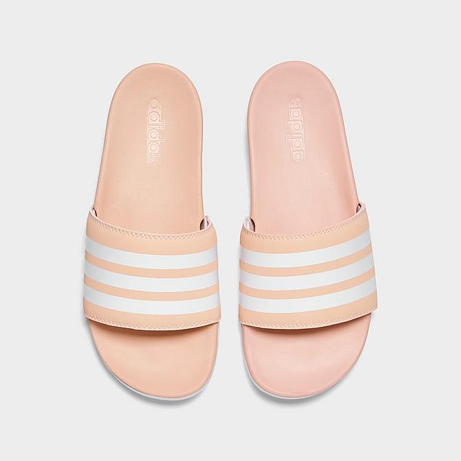 Back view of Women's adidas Adilette Comfort Slide Sandals in Vapour Pink/White/White Click to zoom