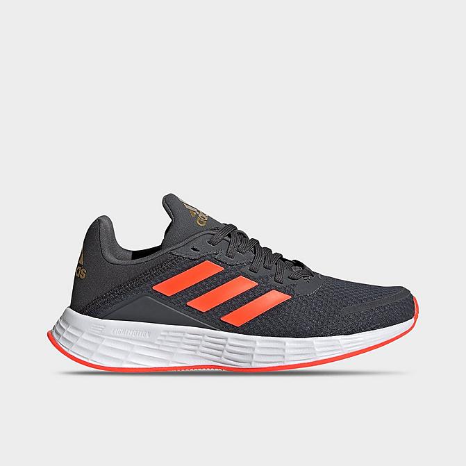 Right view of Big Kids' adidas Duramo SL Running Shoes in Grey/Solar Red/Carbon Click to zoom