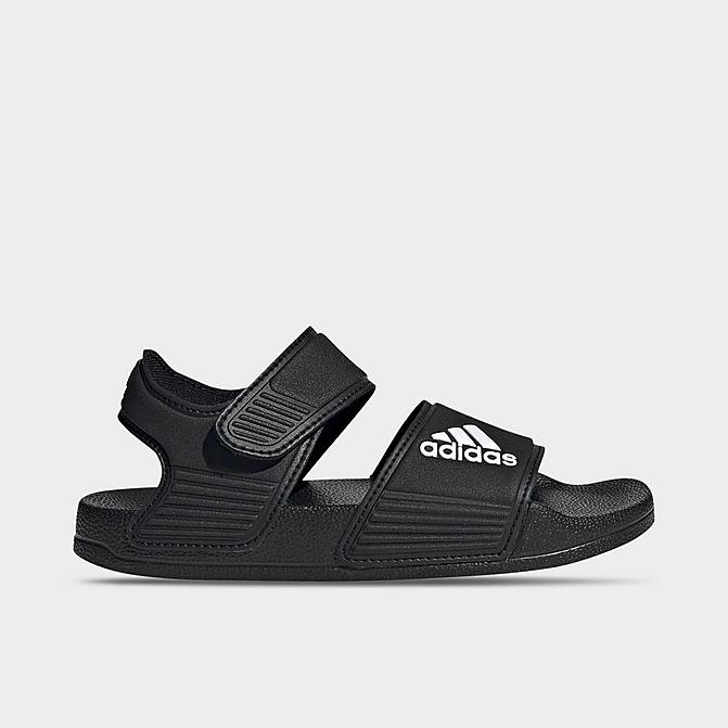 Right view of Big Kids' adidas Adilette Sandals in Black/White/Black Click to zoom