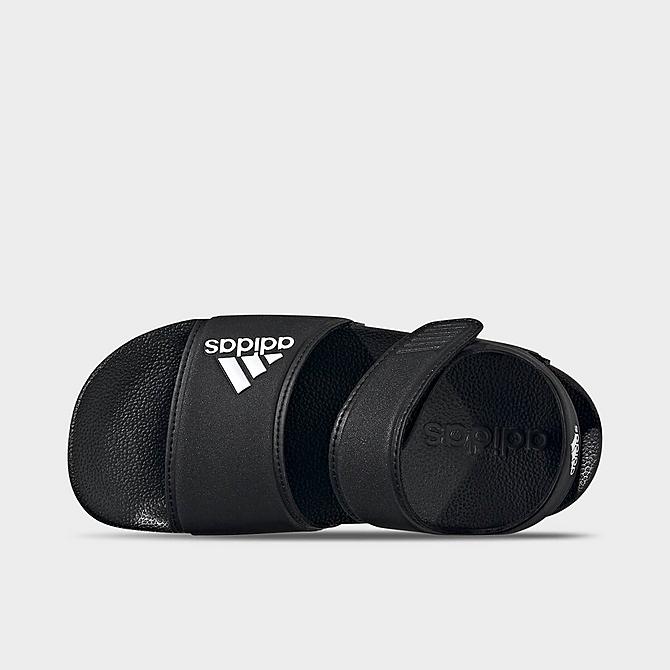 Back view of Big Kids' adidas Adilette Sandals in Black/White/Black Click to zoom
