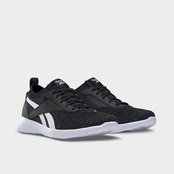 Three Quarter view of Women's Reebok Walkawhile Casual Shoes in Core Black/Footwear White/Core Black Click to zoom