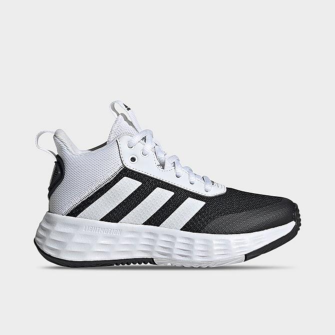 Right view of Big Kids' adidas Ownthegame 2.0 Basketball Shoes in Core Black/Cloud White/Core Black Click to zoom