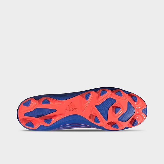Bottom view of Men's adidas Predator Edge.4 Flexible Ground Soccer Cleats in Hi-Res Blue/Turbo/Hi-Res Blue Click to zoom