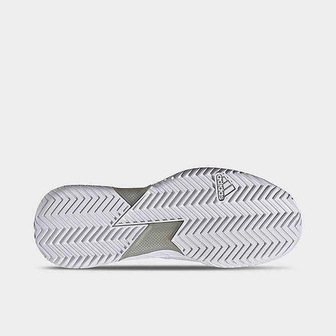 Bottom view of Women's adidas Adizero Ubersonic 4 Tennis Shoes in Cloud White/Silver Metallic/Grey Click to zoom