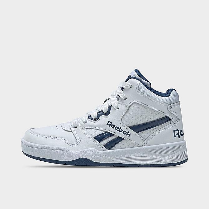 Right view of Little Kids' Reebok BB 4500 Court Casual Shoes in Footwear White/Footwear White/Batik Blue Click to zoom
