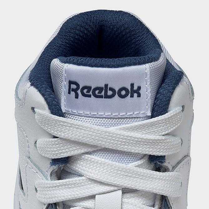 Front view of Little Kids' Reebok BB 4500 Court Casual Shoes in Footwear White/Footwear White/Batik Blue Click to zoom