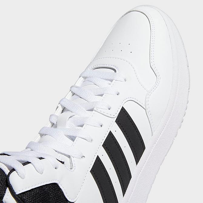 Front view of Men's adidas Hoops 3.0 Mid Classic Vintage Casual Shoes in Black/Black/White Click to zoom