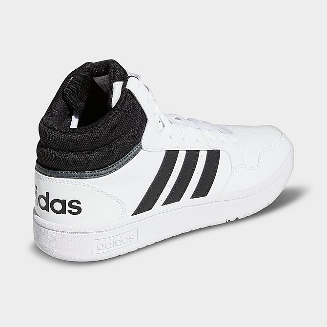 Left view of Men's adidas Hoops 3.0 Mid Classic Vintage Casual Shoes in Black/Black/White Click to zoom