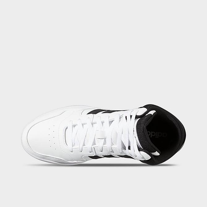 Back view of Men's adidas Hoops 3.0 Mid Classic Vintage Casual Shoes in Black/Black/White Click to zoom