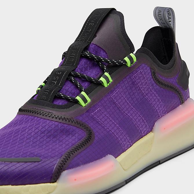 Front view of Men's adidas Originals NMD_R1 V3 Casual Shoes in Active Purple/Core Black/Signal Green Click to zoom
