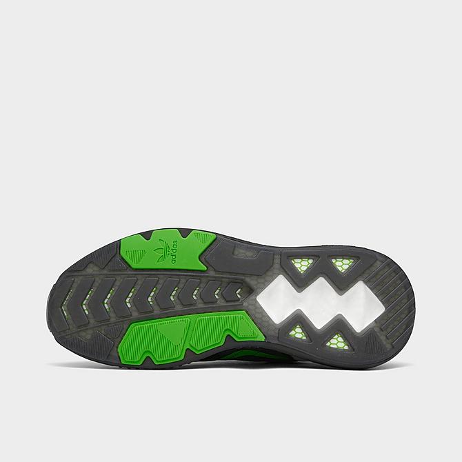 Bottom view of Men's adidas x Kawasaki Ninja ZX 5K BOOST Casual Shoes in Core Black/Neon Green/Metallic Silver Click to zoom