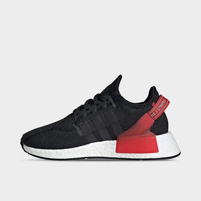 Right view of Big Kids' adidas Originals NMD_R1 V2 Casual Shoes in Core Black/Cloud White/Red/Blue Click to zoom