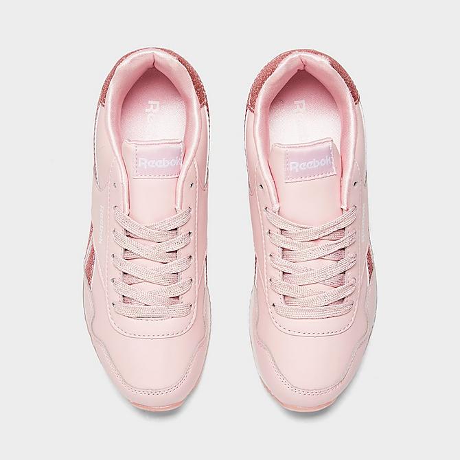 Back view of Girls' Little Kids' Reebok Royal Classic Jogger 2 Platform Casual Shoes in Porcelain Pink Click to zoom