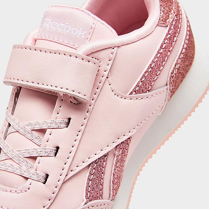 Front view of Girls' Toddler Reebok Royal Classic Jogger 3 Casual Shoes in Porcelain Pink Click to zoom
