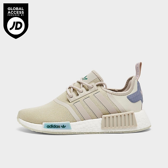 Right view of Women's adidas Originals NMD R1 Casual Shoes in Bliss/Bliss/Tech Emerald Click to zoom