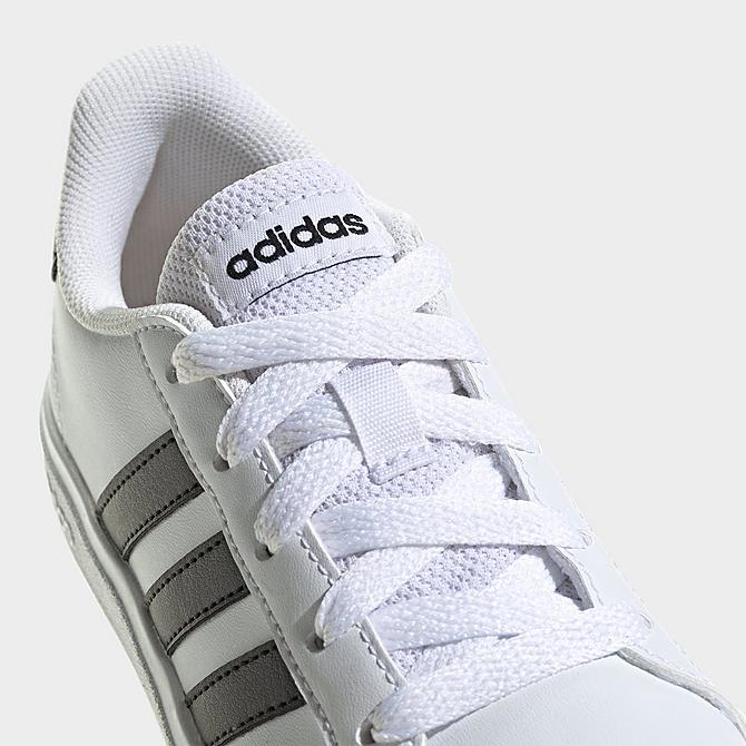 Front view of Little Kids' adidas Grand Court 2.0 Casual Shoes in White/Black/Black Click to zoom