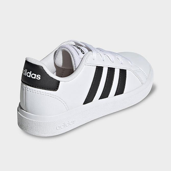 Left view of Little Kids' adidas Grand Court 2.0 Casual Shoes in White/Black/Black Click to zoom