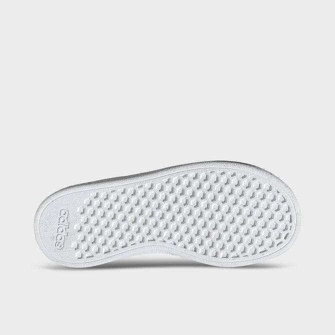 Bottom view of Little Kids' adidas Grand Court 2.0 Casual Shoes in White/Black/Black Click to zoom