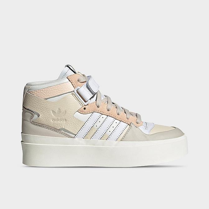 Right view of Women's adidas Originals Forum Bonega Mid Casual Shoes in Ecru Tint/White/Bliss Orange Click to zoom