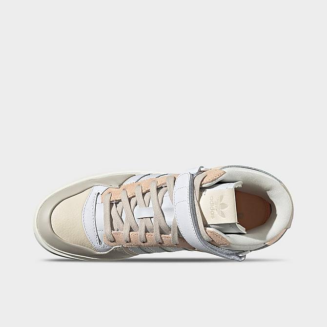 Back view of Women's adidas Originals Forum Bonega Mid Casual Shoes in Ecru Tint/White/Bliss Orange Click to zoom