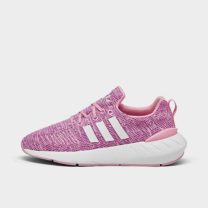 Right view of Girls' Big Kids' adidas Originals Swift Run 22 Casual Shoes in Pink/White Click to zoom