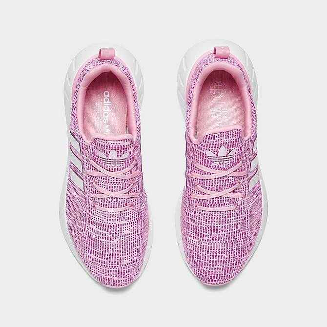 Back view of Girls' Big Kids' adidas Originals Swift Run 22 Casual Shoes in Pink/White Click to zoom