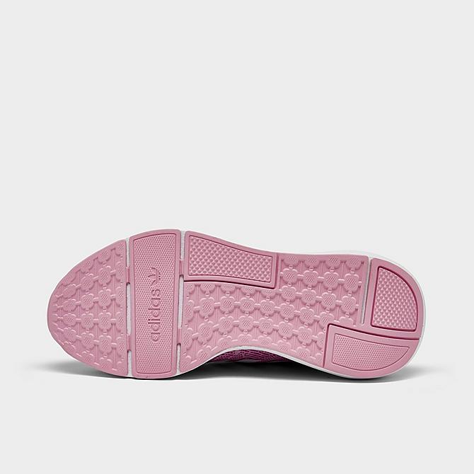 Bottom view of Girls' Big Kids' adidas Originals Swift Run 22 Casual Shoes in Pink/White Click to zoom