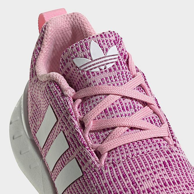 Front view of Little Kids' adidas Originals Swift Run 22 Casual Shoes in True Pink/White/Vivid Pink Click to zoom