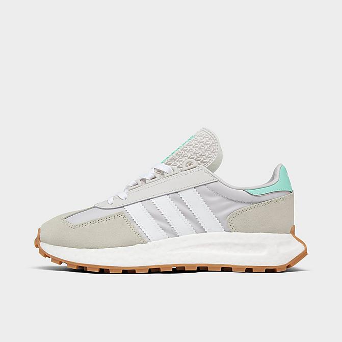 Right view of Women's adidas Originals Retropy E5 Casual Shoes in Grey/Cloud White/Pulse Mint Click to zoom