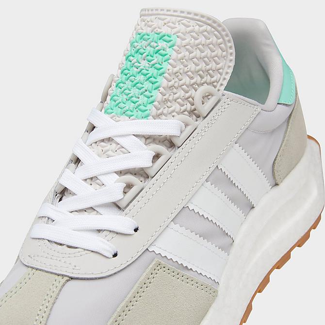 Front view of Women's adidas Originals Retropy E5 Casual Shoes in Grey/Cloud White/Pulse Mint Click to zoom