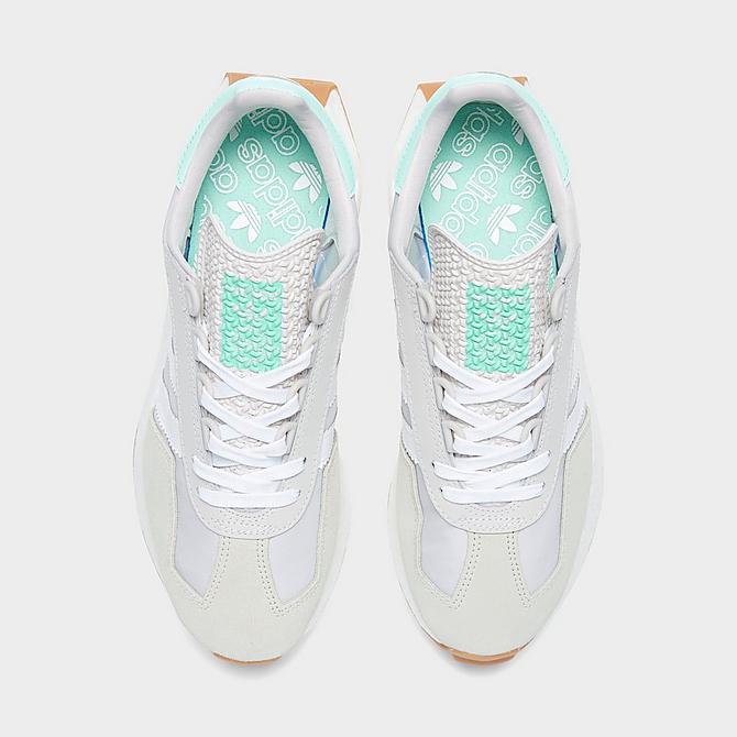 Back view of Women's adidas Originals Retropy E5 Casual Shoes in Grey/Cloud White/Pulse Mint Click to zoom