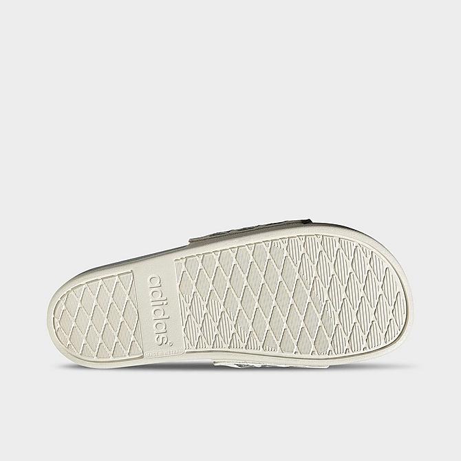 Bottom view of Women's adidas Adilette Comfort Slide Sandals in Chalk White/Chalk White/Matte Silver Click to zoom