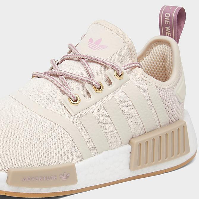 Front view of Women's adidas Originals NMD R1 Hybrid Hiker Casual Shoes in Linen/Linen/Magic Mauve Click to zoom