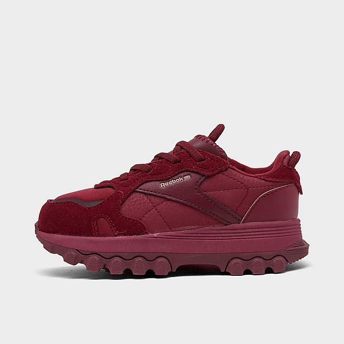 Right view of Girls' Toddler Cardi B x Reebok Classic Leather Casual Shoes in Triathlon Red/Classic Burgundy/Golden Bronze Click to zoom