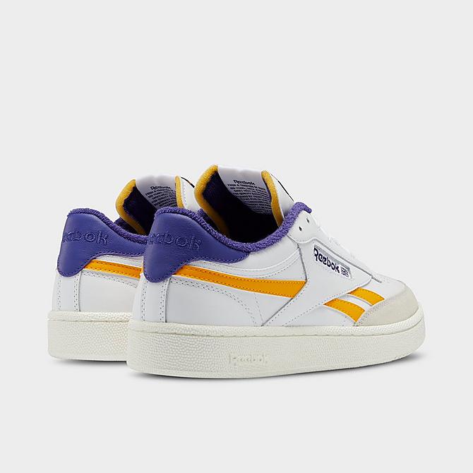 Left view of Men's Reebok Classics Club C Revenge Casual Shoes in Footwear White/Collegiate Gold/Bold Purple Click to zoom