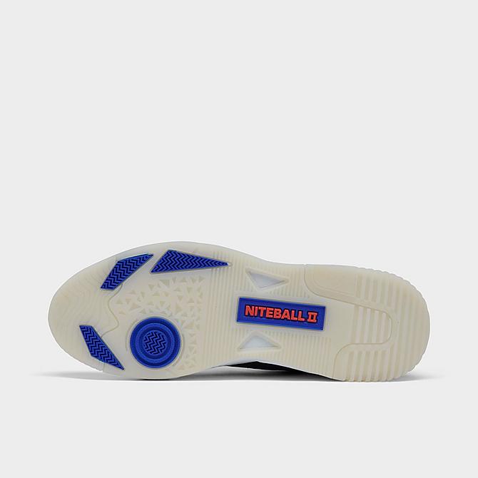 Bottom view of Men's adidas Originals Niteball II Casual Shoes in Footwear White/Core Black/Semi Turbo Click to zoom