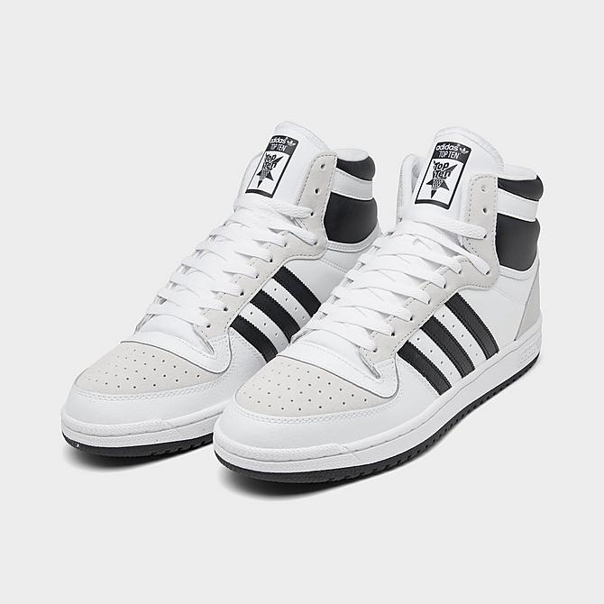 Three Quarter view of Men's adidas Top Ten RB Casual Shoes in White/Black Click to zoom