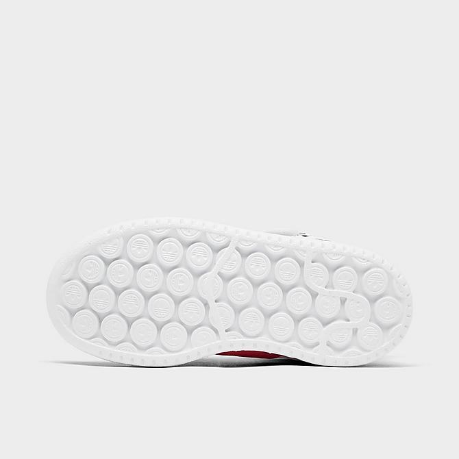 Bottom view of Kids' Toddler adidas Originals x Disney Forum Mid 360 Casual Shoes in Cloud White/Vivid Red/Cloud White Click to zoom