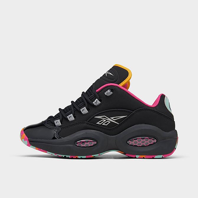 Right view of Men's Reebok Question Low Basketball Shoes in Black/Multicolor Click to zoom
