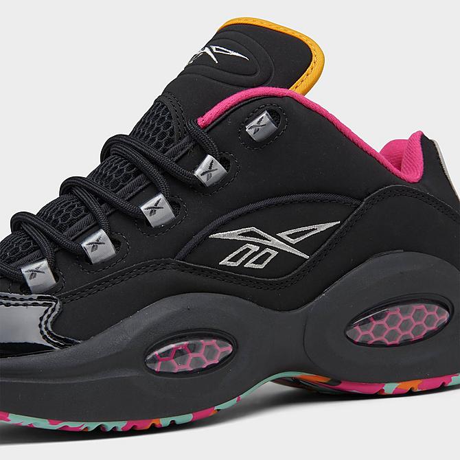 Front view of Men's Reebok Question Low Basketball Shoes in Black/Multicolor Click to zoom