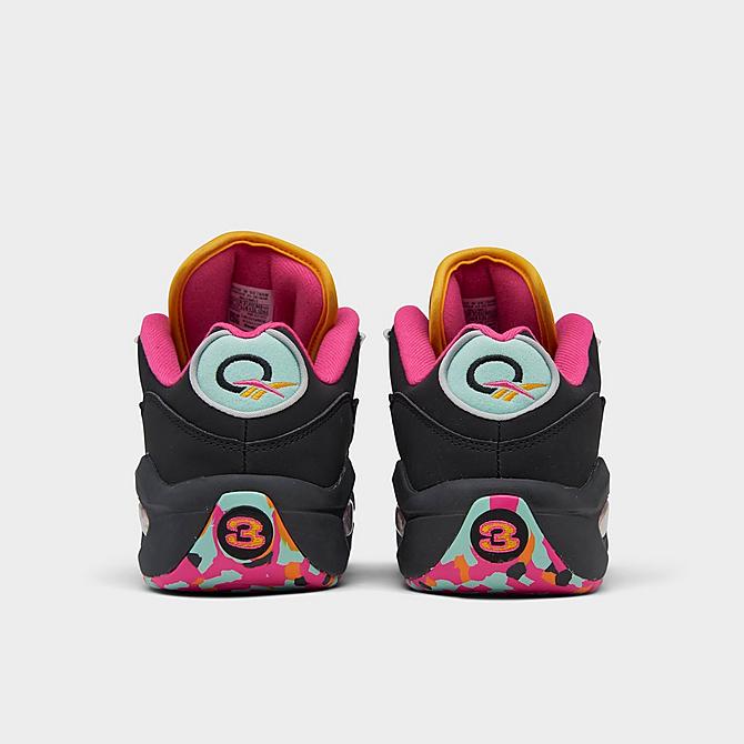 Left view of Men's Reebok Question Low Basketball Shoes in Black/Multicolor Click to zoom
