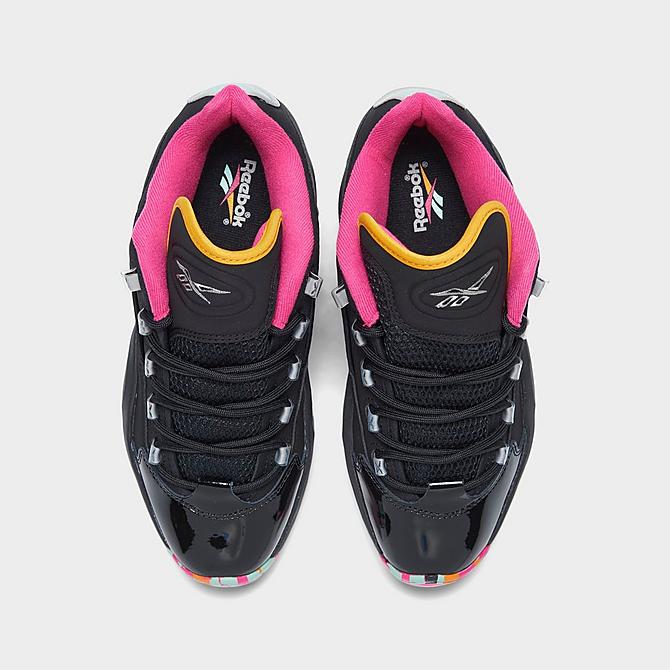 Back view of Men's Reebok Question Low Basketball Shoes in Black/Multicolor Click to zoom
