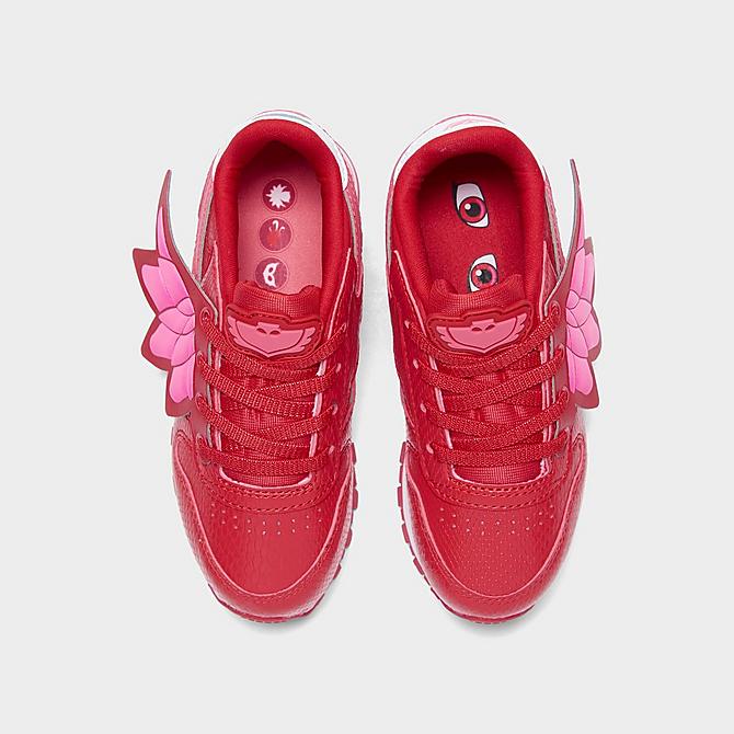 Back view of Kids’ Toddler Reebok x PJ Masks Owlette Classic Leather Casual Shoes in Vector Red/Super Pink/Ftwr White Click to zoom