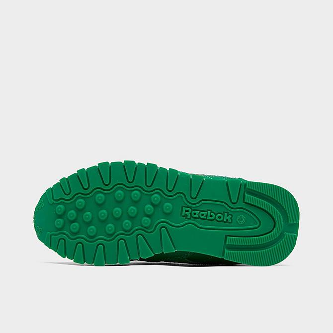 Bottom view of Kids’ Toddler Reebok x PJ Masks Gekko Classic Leather Casual Shoes in Goal Green/Positive Green/Footwear White Click to zoom