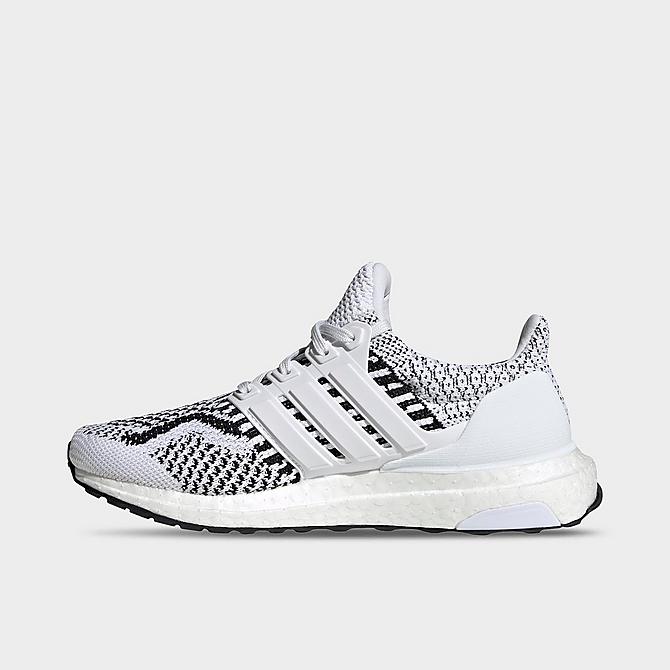 Front view of Big Kids' adidas UltraBOOST 5.0 DNA Primeblue Running Shoes in Cloud White/Cloud White/Core Black Click to zoom