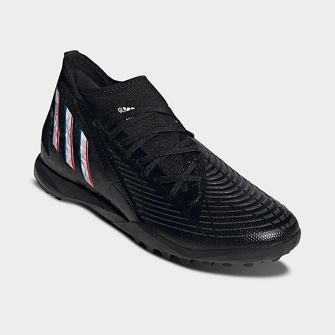 Three Quarter view of Men's adidas Predator Edge.3 Turf Soccer Boots in Core Black/Footwear White/Vivid Red Click to zoom