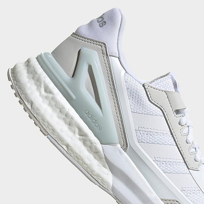 Front view of Men's adidas Nebzed Super BOOST Casual Shoes in White/White/Grey One Click to zoom